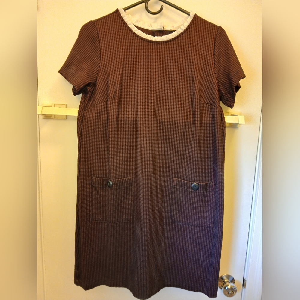 Burgundy Short Sleeve Dress with Pockets